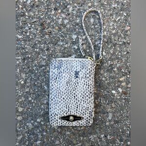 Elliott Lucca Snake Print Leather Wristlet Wallet and Phone Case